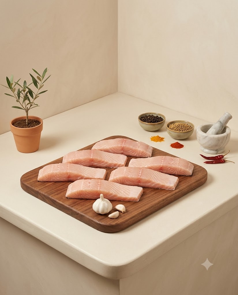 Indian Salmon Medium Fish 250g-300g (Gross) - Curry Cut (No Head)