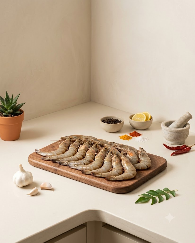 Sea Prawns Medium 250g-300g (Gross) - Curry Cut