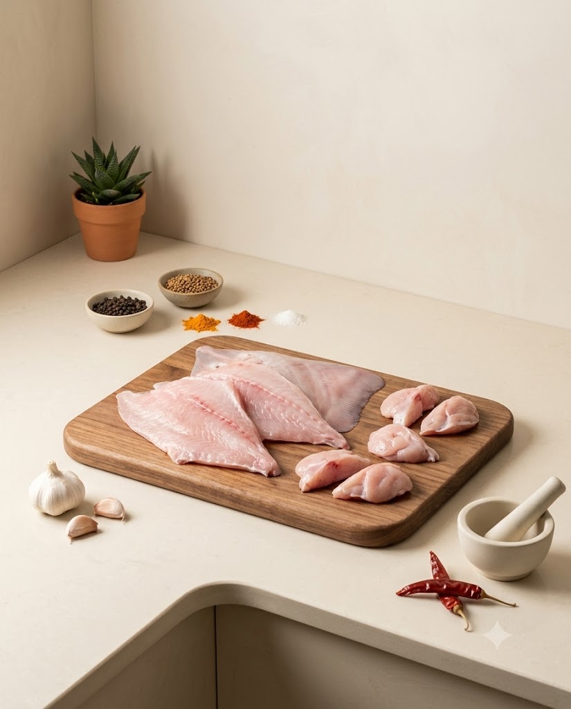 Sting Ray Fish Medium 250g-300g (Gross) - Curry Cut