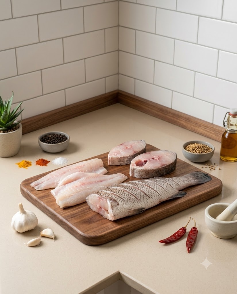Hamour Fish Medium 250g-300g (Gross) - Curry Cut