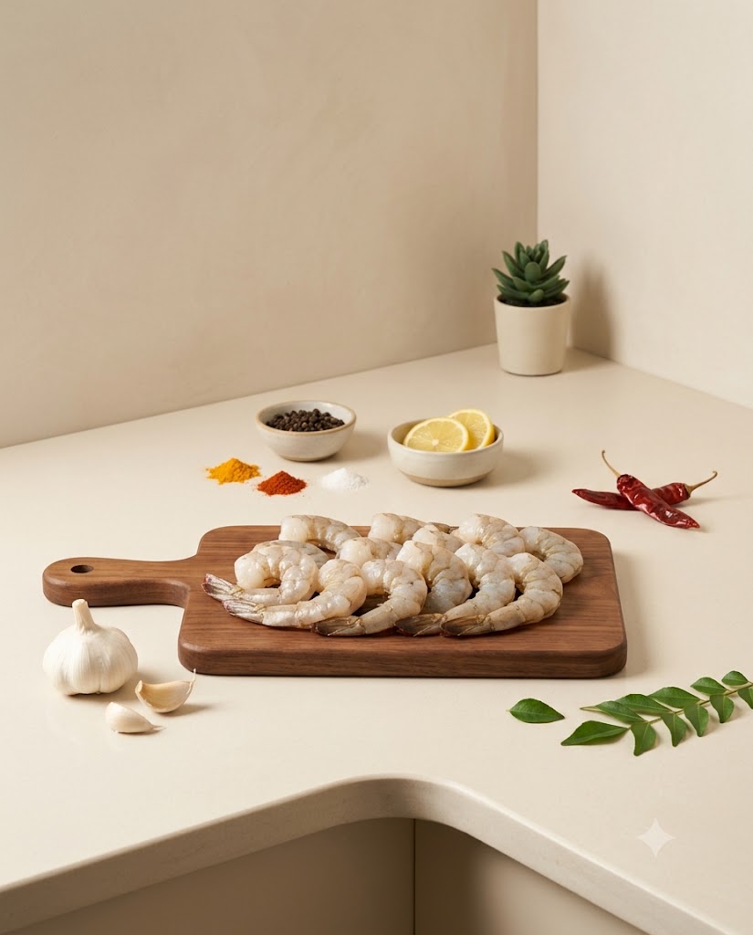Tiger Prawns Medium 250g-300g (Gross) - Curry Cut (No Head)