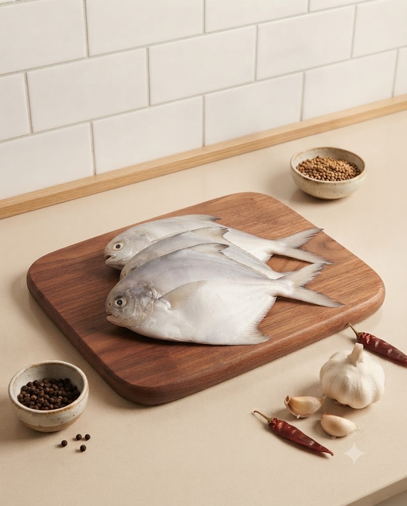 White Pomfret Big 250g-300g (Gross) - Curry Cut